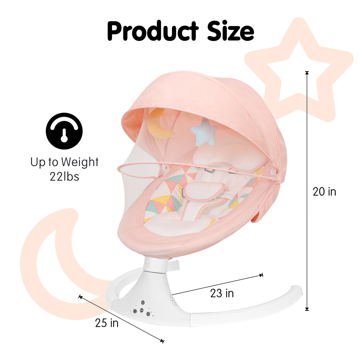 Aprpink Electric Bluetooth Baby Swing and Bouncer for Newborn 0-9 Months Pink