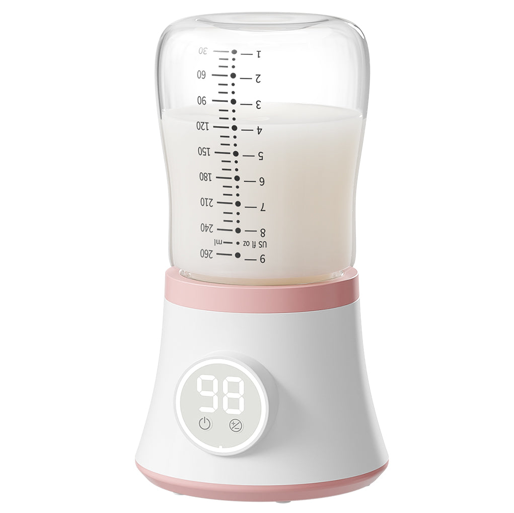 Aprpink Portable Bottle Warmer Travel Fast Heating 10400mAH Battery with Glass Baby Bottle&5 Adjustable Temperature settings Blue/Green/Pink