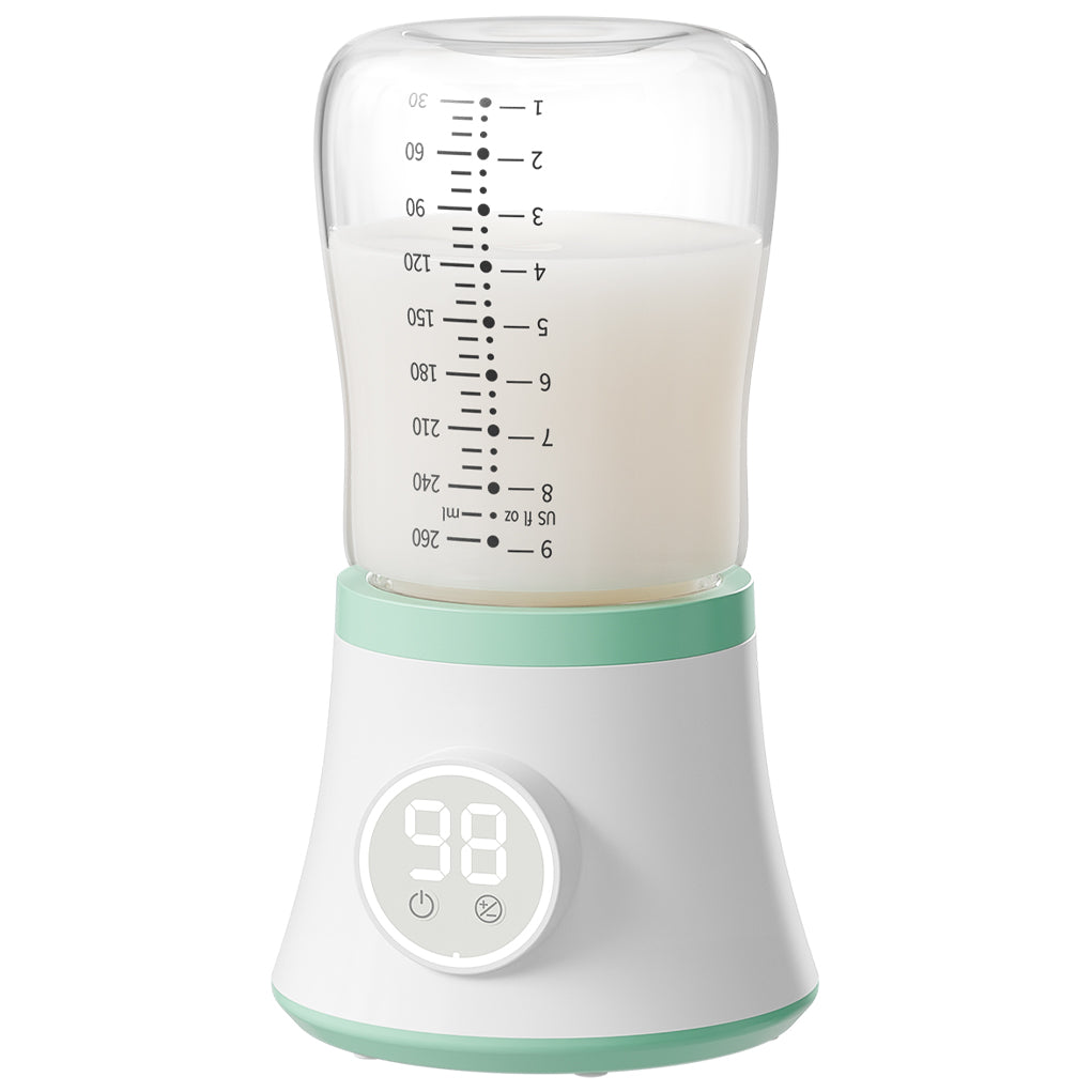 Aprpink Portable Bottle Warmer Travel Fast Heating 10400mAH Battery with Glass Baby Bottle&5 Adjustable Temperature settings Blue/Green/Pink