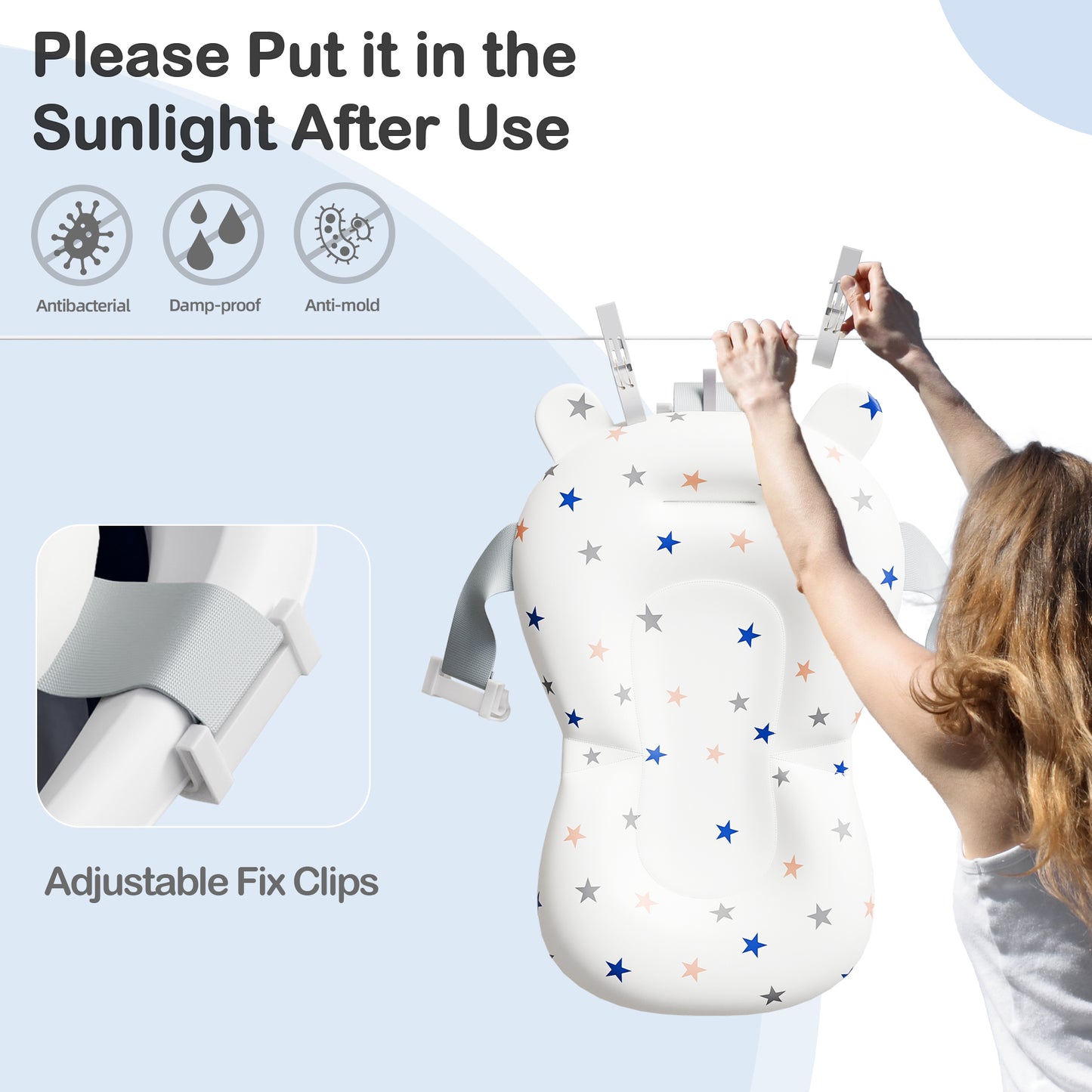 Aprpink Foldable Baby PP+TPE Bathtub with Soft Cushion&Thermometer for 0-36 Months Toddler Gray/Pink/Blue/Green/Dark Pink/Turquoise/Light Blue