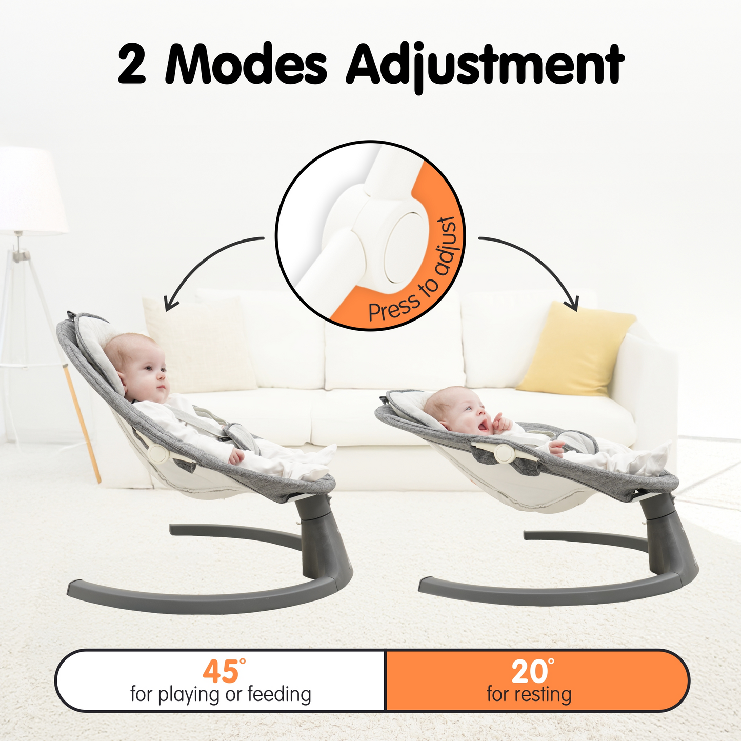 Aprpink Electric Bluetooth Baby Swing and Bouncer for Newborn 0-9 Months Gray
