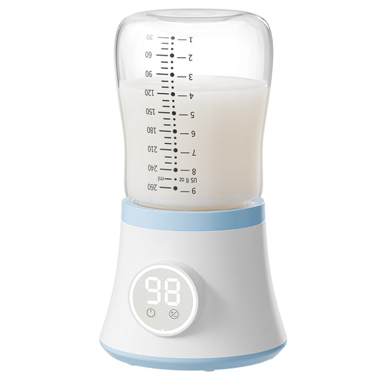 Aprpink Portable Bottle Warmer Travel Fast Heating 10400mAH Battery with Glass Baby Bottle&5 Adjustable Temperature settings Blue/Green/Pink