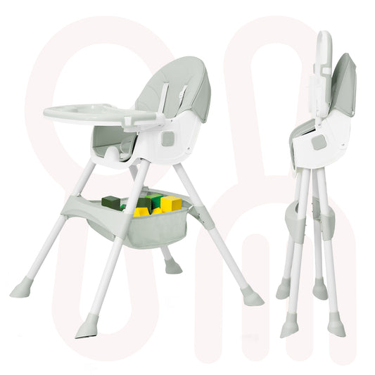 Aprpink 6-in-1 Baby Convertible High Chair with 5-Point PU Safety Harness, /Green Striped, 1 Piece