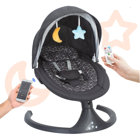 Aprpink Electric Bluetooth Baby Swing and Bouncer for Newborn 0-9 Months Black