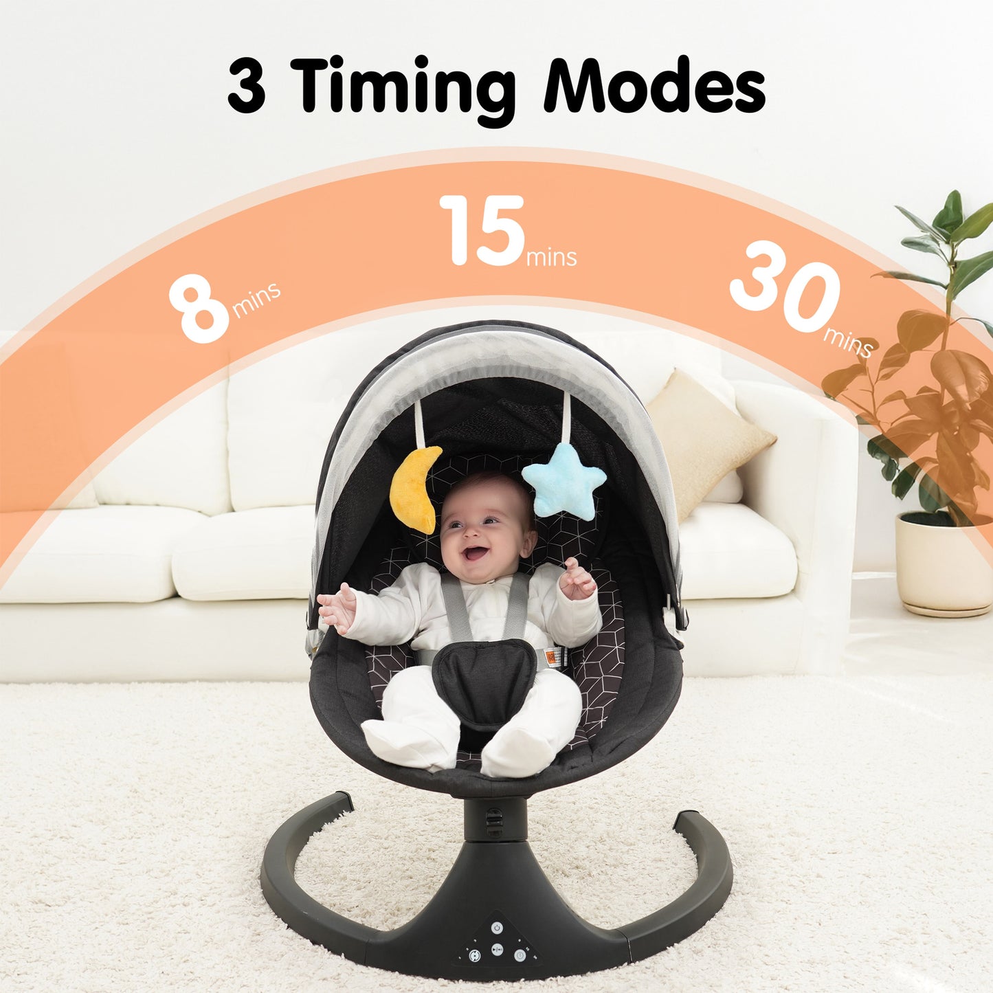 Aprpink Electric Bluetooth Baby Swing and Bouncer for Newborn 0-9 Months Black