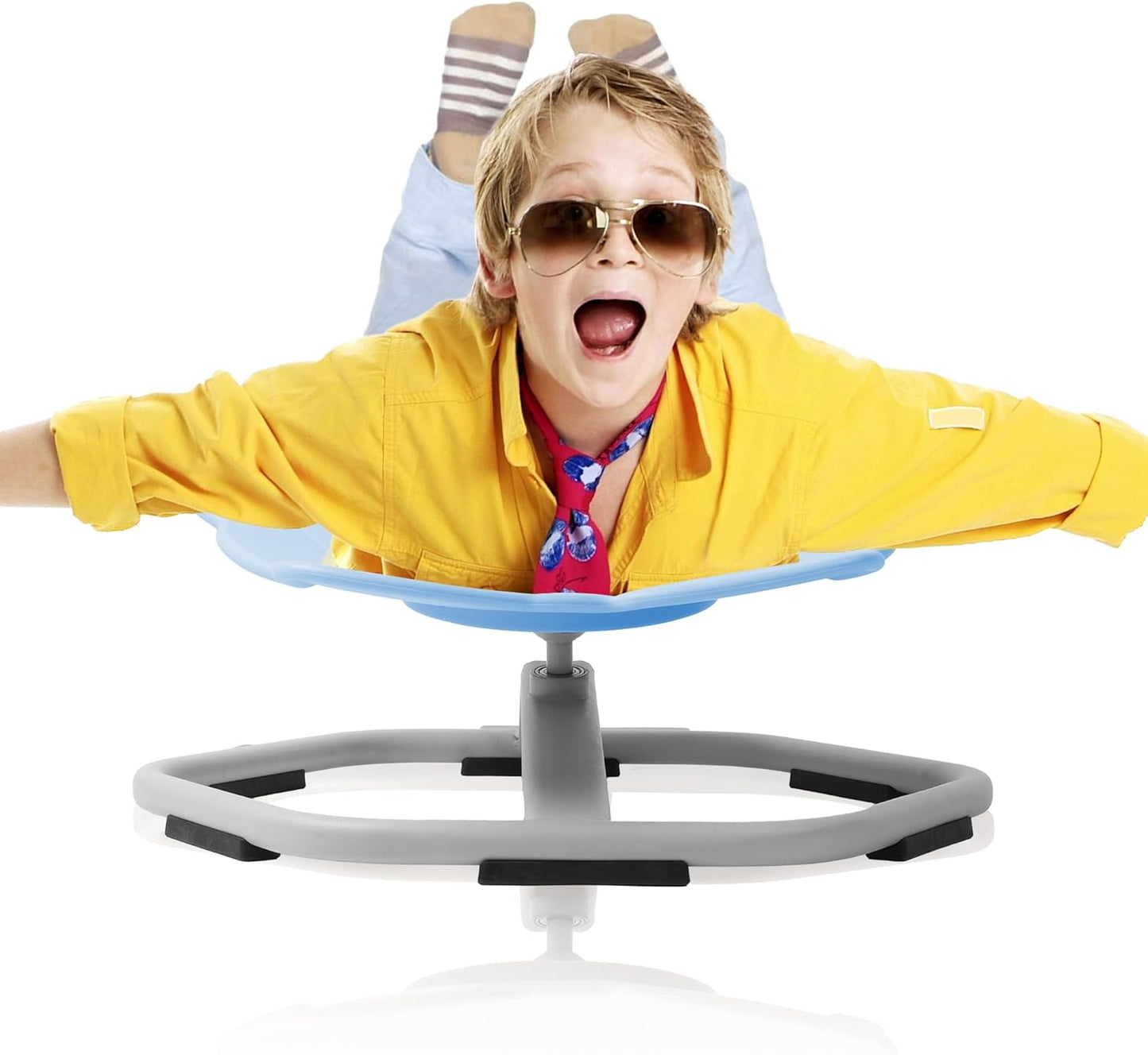 Sensory Spinning Chair for Autistic Kids - Non-Slip Metal Base, Swivel Design, Supports up to 220lb, Blue Elephant Design, Promotes Body Coordination Training