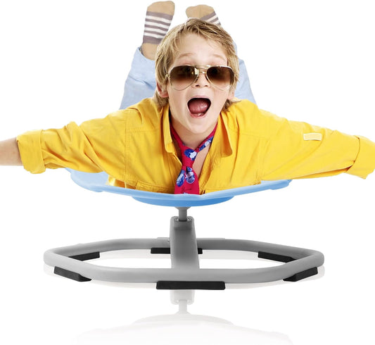 Sensory Spinning Chair for Autistic Kids - Non-Slip Metal Base, Swivel Design, Supports up to 220lb, Blue Elephant Design, Promotes Body Coordination Training