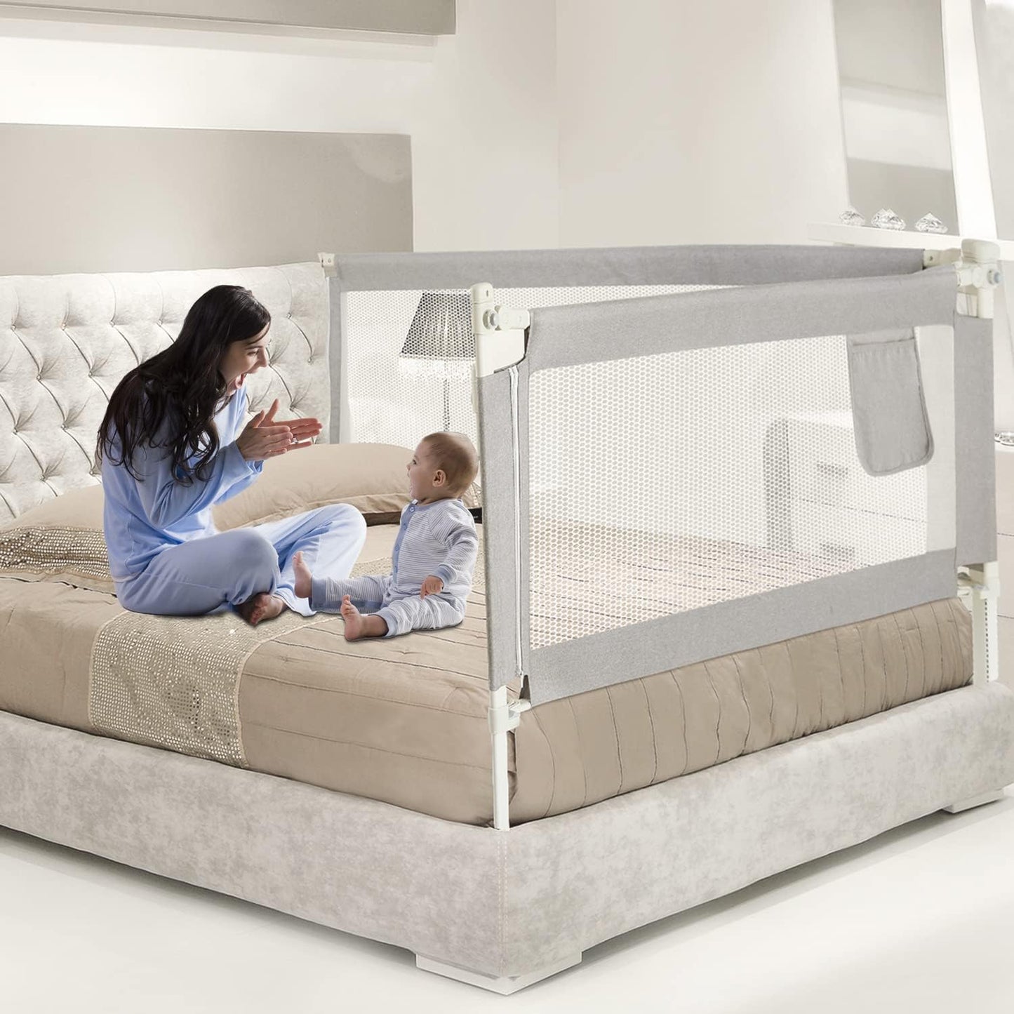 Bed Rail for Toddlers, Extra Tall（Height Adjustable） Specially Designed for Twin, Full, Queen, King Size, California King Bed - Safety Baby Bed Guard Rails for Kids (One Side 78.7" x 27")
