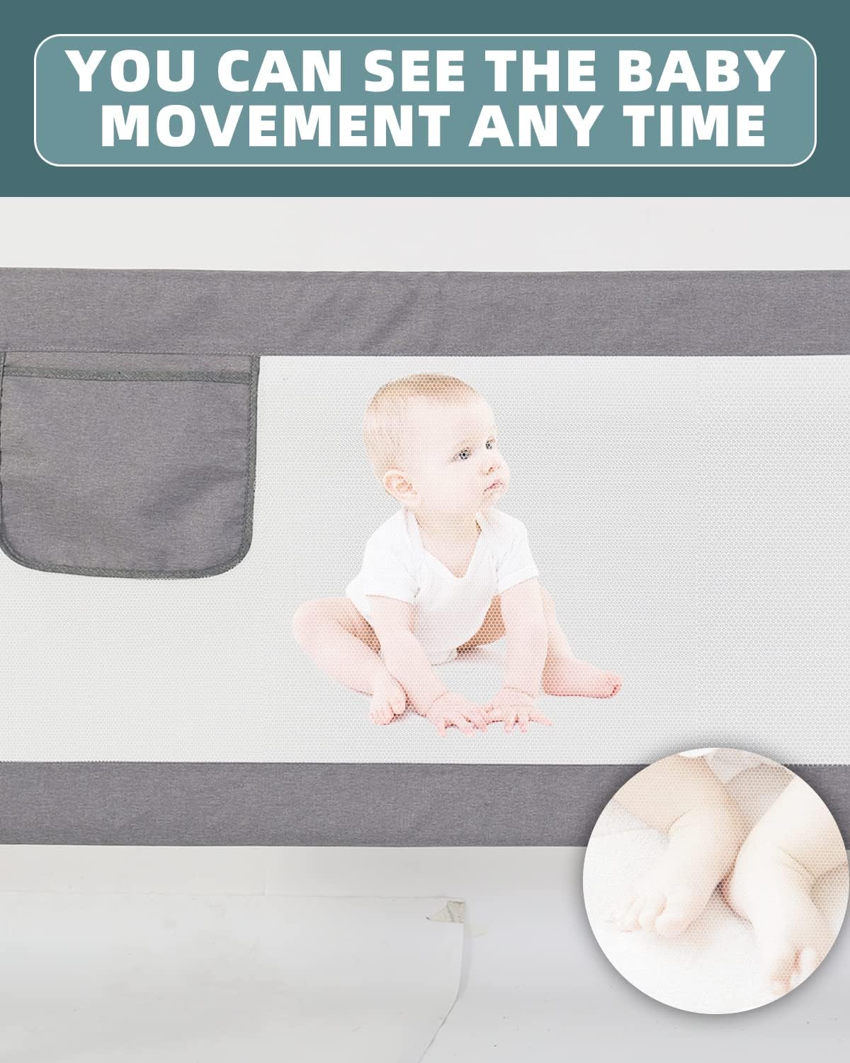 Bed Rail for Toddlers, Extra Tall（Height Adjustable） Specially Designed for Twin, Full, Queen, King Size, California King Bed - Safety Baby Bed Guard Rails for Kids (One Side 78.7" x 27")