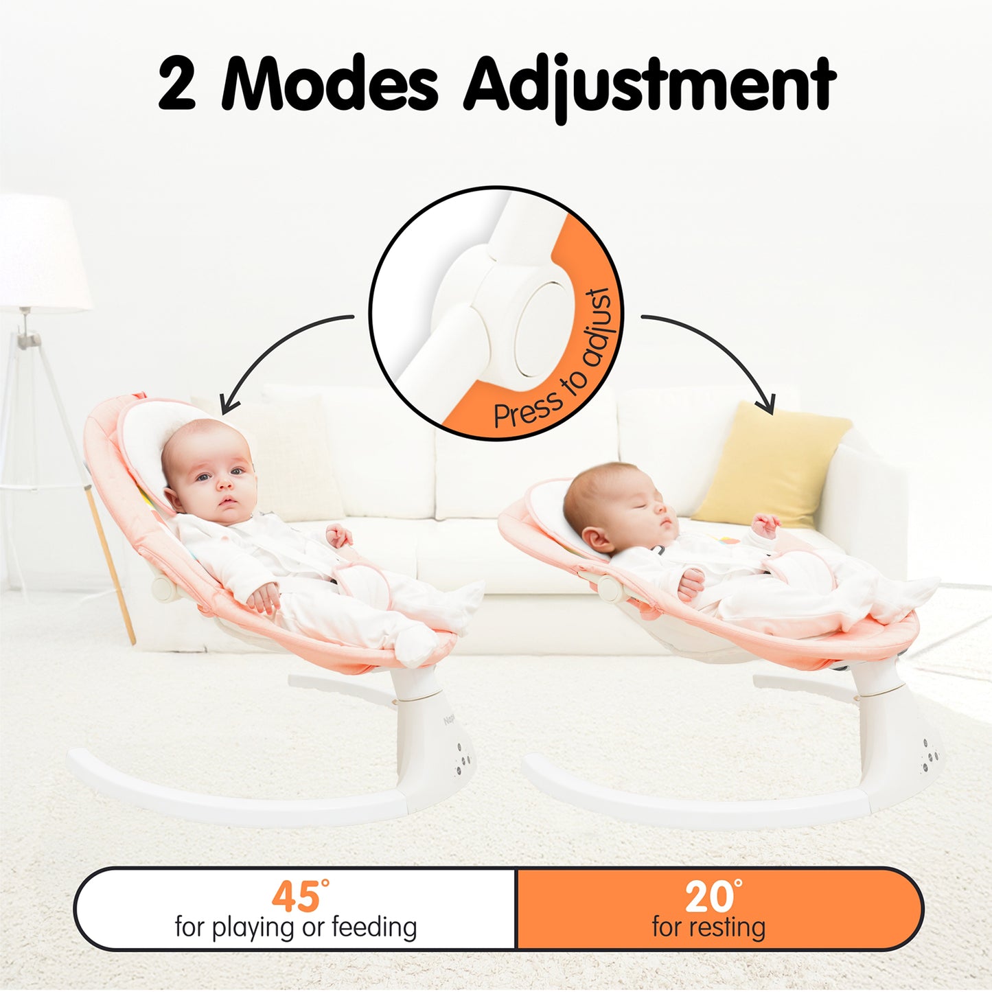 Aprpink Electric Bluetooth Baby Swing and Bouncer for Newborn 0-9 Months Pink